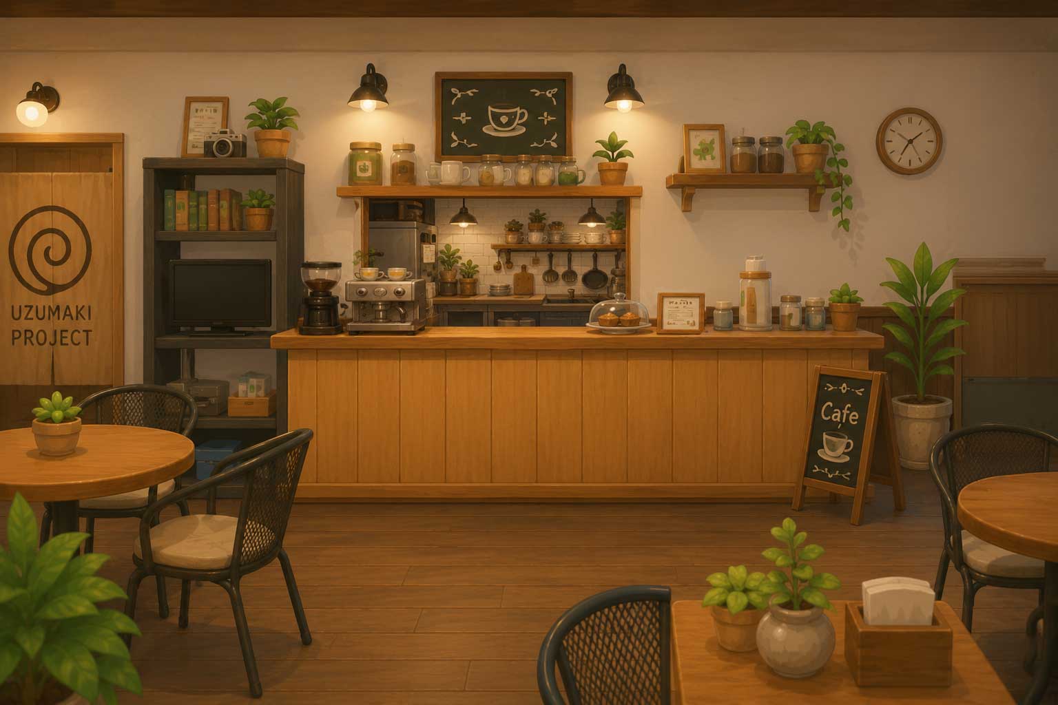 木のぬくもりがあるカフェ風のゲームトップ背景
